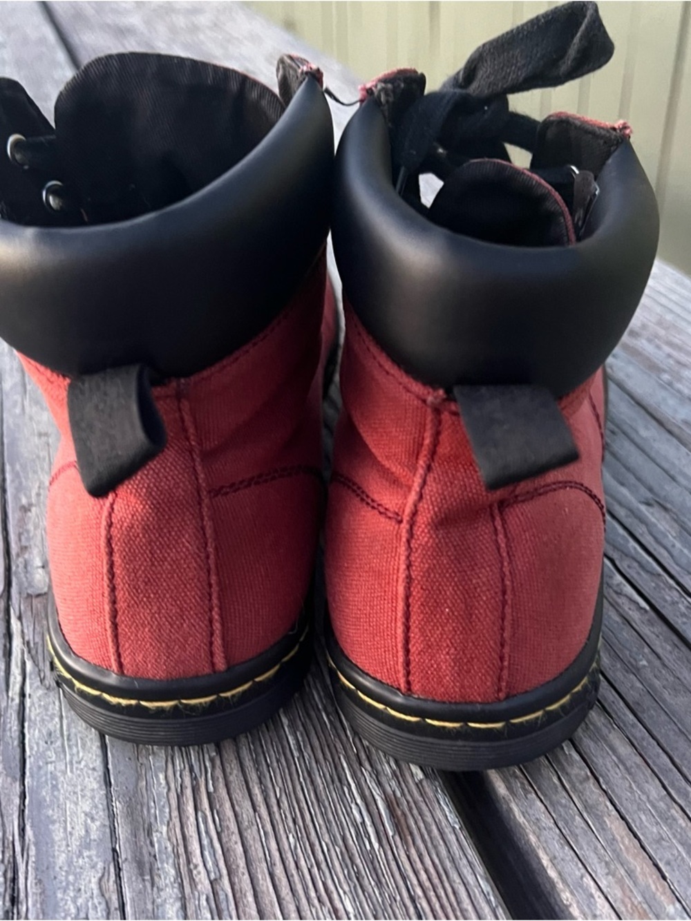 Dr. Martens Maelly Red Canvas Ankle Boots with Black Trim Size 9 - Picture 7 of 13